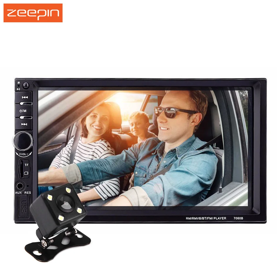 

7inch Touchscreen Car MP5 Video Player 2Din 7060B Auto Audio Stereo Radio with Microphone Steering-wheel Control Rearview Camera