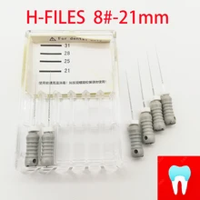 6 шт. 8#-21 мм стоматологические ПроТейпер файлы корневого канала Стоматологические Инструменты Стоматологические материалы ручное использование нержавеющая сталь H файлы