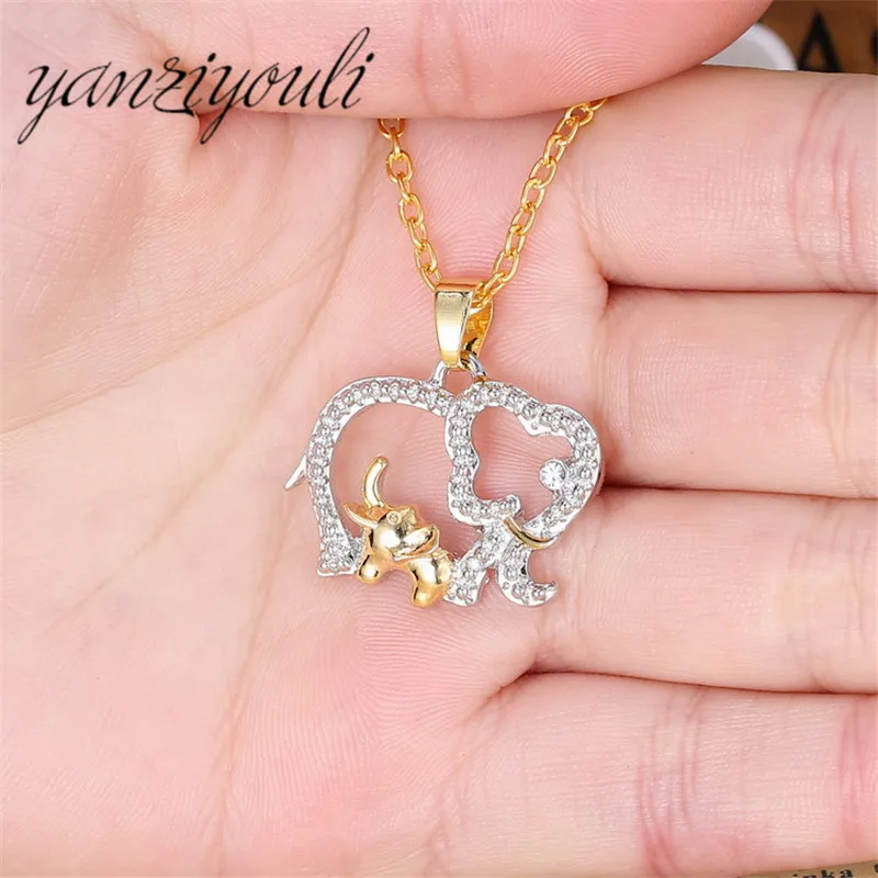 

2019 Fashion Cute Women Animal Retro Personality Gold Silver Hollow Out Elephant Necklace Pendants For kids MOM gift 5082