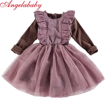 

2019 Autumn and Winter Kids Girls Cute Dresses Children's Long Sleeve Princess Net Yarn Ball Gown Dress Child Print Clothes
