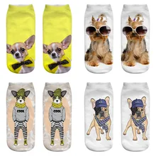 Dreamlikelin/1 пара, женские и мужские носки с 3D принтом собак, модные солнцезащитные очки с галстуком-бабочкой, трендовые носки из хлопка и полиэстера для собак