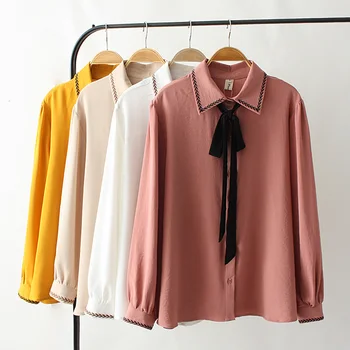 

2019 New Spring Summer Women Long Solid Cotton Shirt Oversize Big Plus Size Full Sleeve Ladies Long Sleeve Solid Shirts