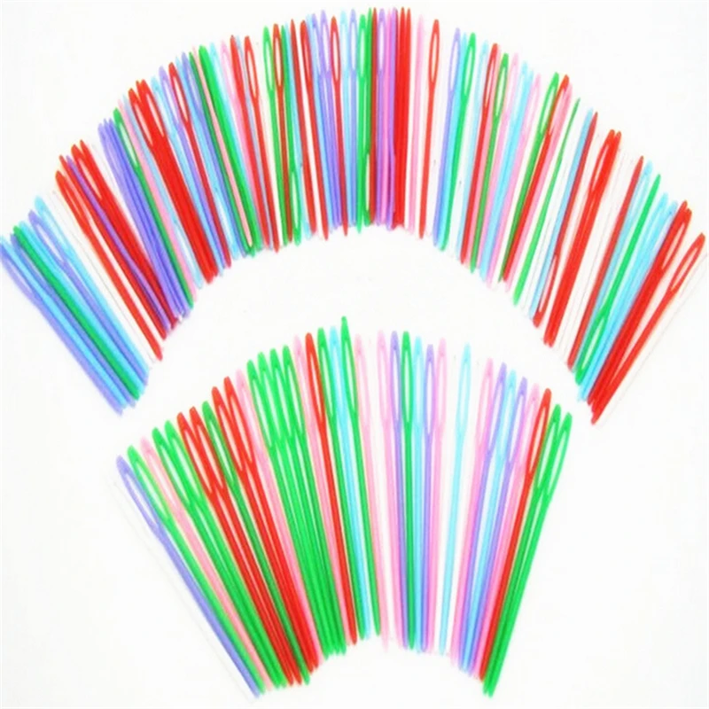 

50pcs Bodkin Plastic Knitting Needles Seam Sewing Tool Needlework Needle Arts & Crafts DIY 7cm Mix Colors