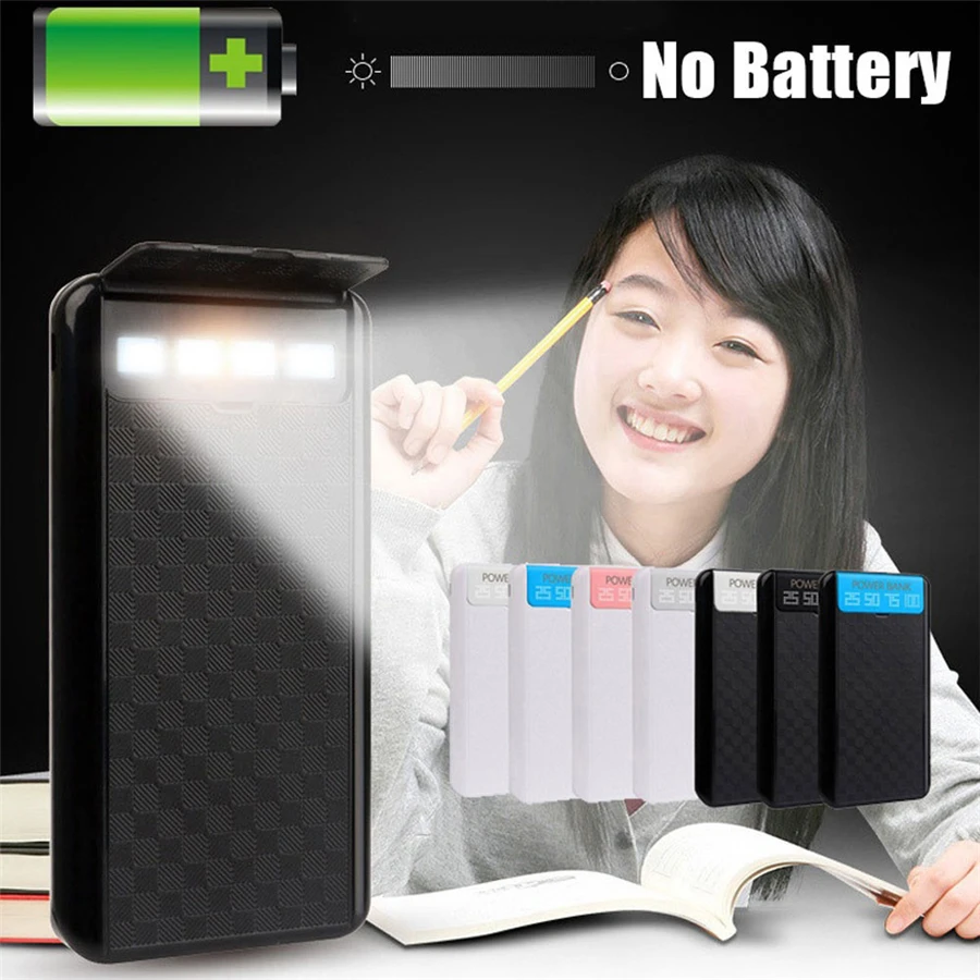 12000 mAh Portable Dual USB Power Bank Battery Charger DIY Box Shell