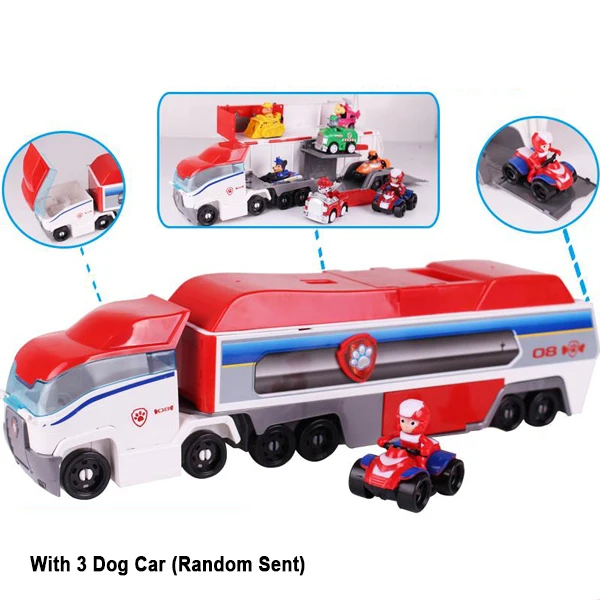 Щенячий патруль, Специальная миссия, серия, Щенячий патруль, автомобиль, фигурки, игрушка, собака, смотровая башня, спасательный автобус, игрушечный автомобиль, детский подарок - Цвет: With 3 Dog Car