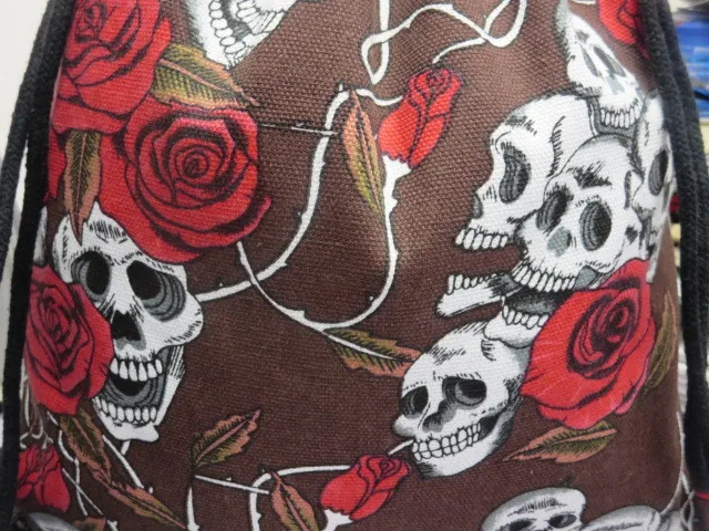  Cotton Linen Storage Package Shoes Bag Drawstring bags Unisex skull 3D Printing Organizer Portable Women's Backpack (7)