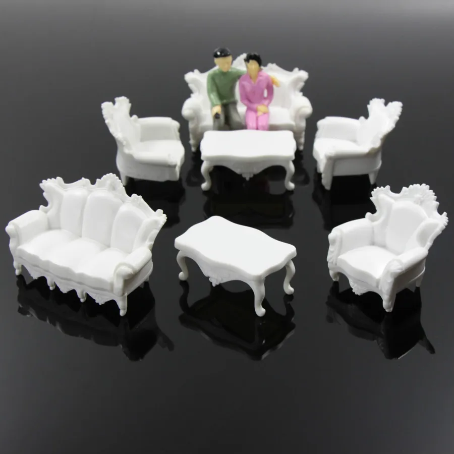 

2 sets 1:25 Antique Sofa Set Couch Model Train Railway Architecture Miniature Furniture model building kit