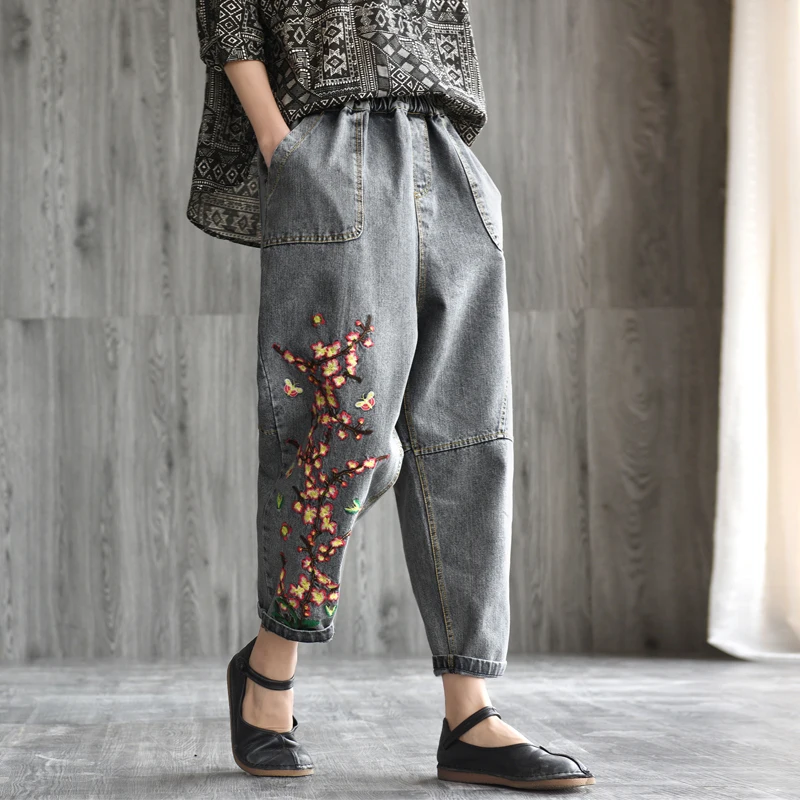 Spring Autumn Jeans Retro Women Loose Casual Denim Pants