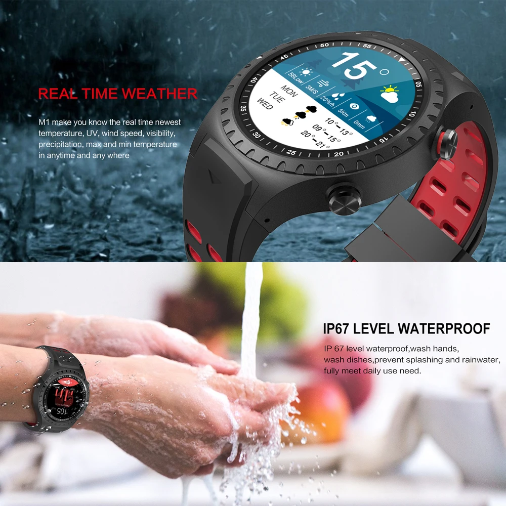 Fentorn M1 Smart Watch IP67 Waterproof Support Micro SIM card Bluetooth Dial Call Heart Rate Monitor GPS Watch sports Smartwatch