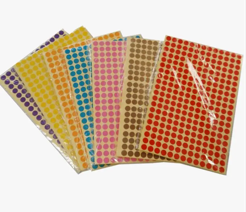 

15sheets/set 8mm colorful Permanent Adhesive Coding Stickers Round Circle Dots Bright Colors Label Set 3900pcs stickers for Deco