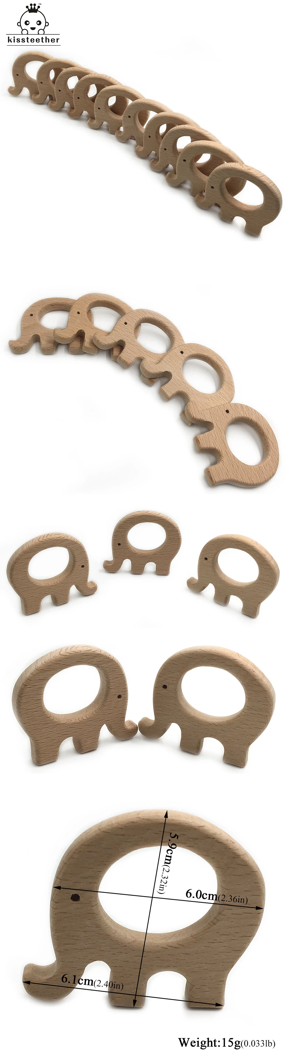 DIY деревянный индивидуальный кулон натуральный бук деревянный слон ручной работы детский деревянный Прорезыватель для ребенка зубные кольца для детей