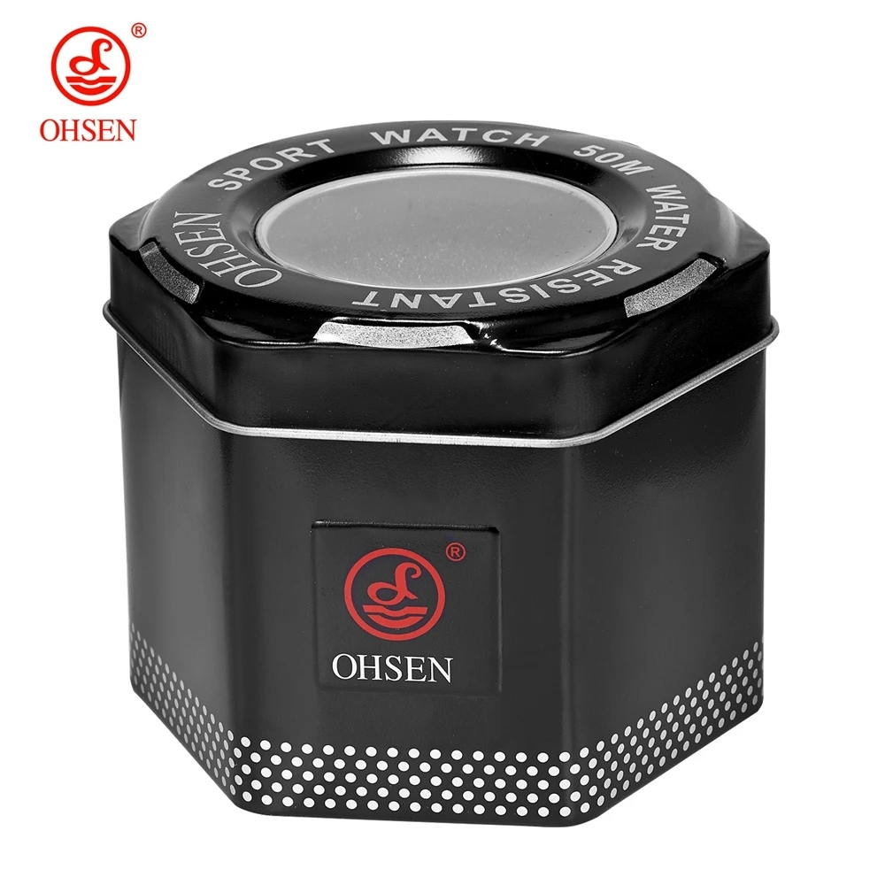 

2017 New OHSEN Brand Metal Iron Fashion Sport Watch Gifts Boxes Black High quality Men Women Children Kids Birthday Gift Box