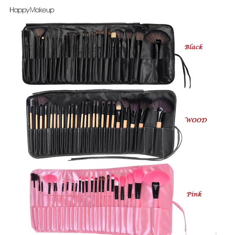 

2015 HOT !! Professional 24 Pcs Makeup Brush Set Tools Make-up Toiletry Kit Wool Brand Make Up Brush Set Case Free Shipping