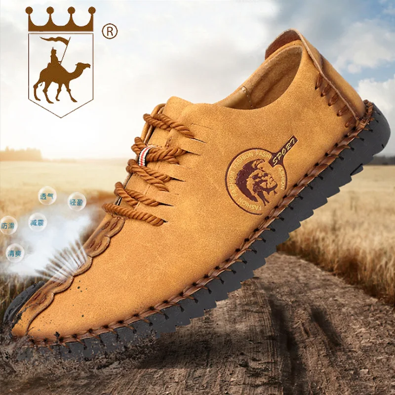 

BACKCAMEL2019 New Large Size Men's Shoes Casual Fashion Britishwind Outdoor Handmade Microfiber Leather Wear-resistant Anti-slip
