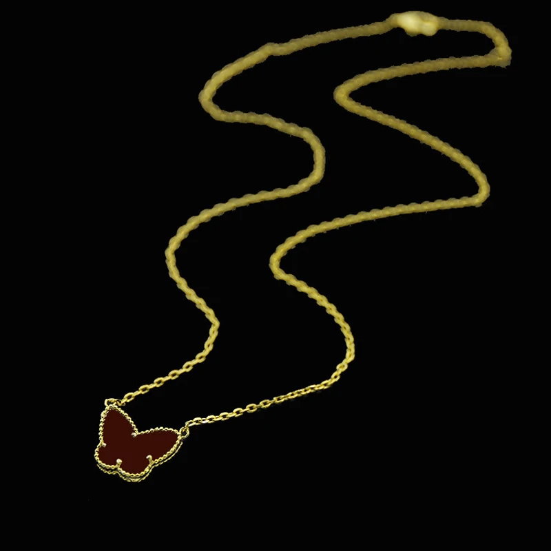 OL стиль моды цепи с амулетом бренд ювелирные изделия тонкий черный белый корпус бабочка кулон ожерелье для женщин