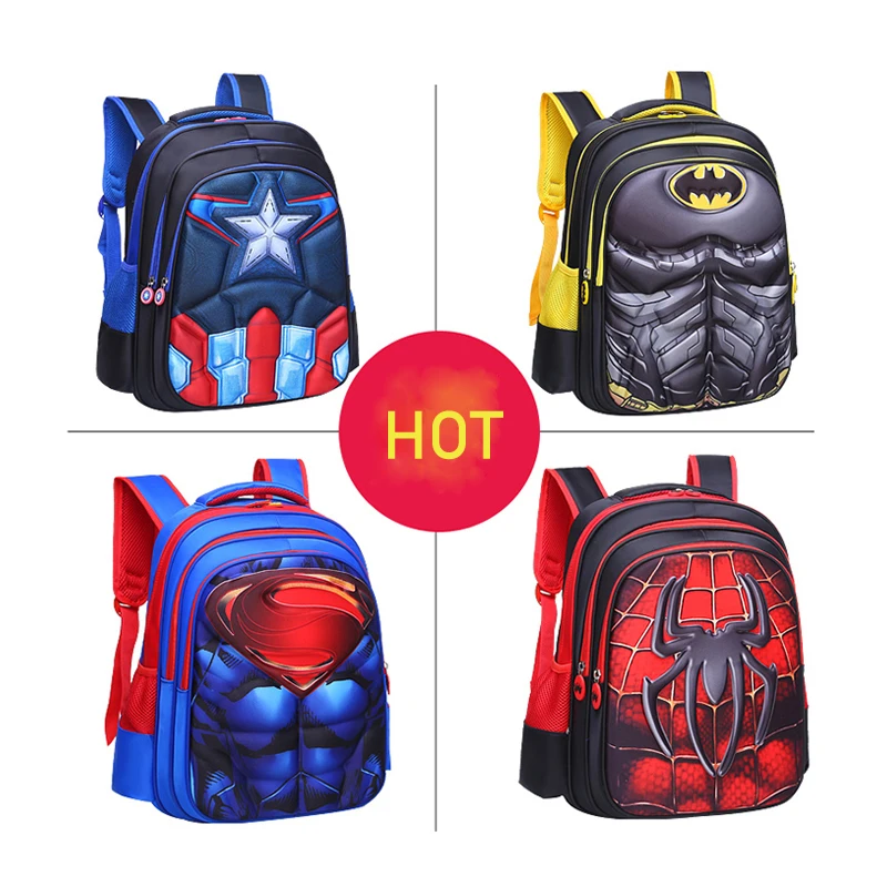 Superman Batman Spiderman Captain America School Bags Backpacks for Kid Boy Girl