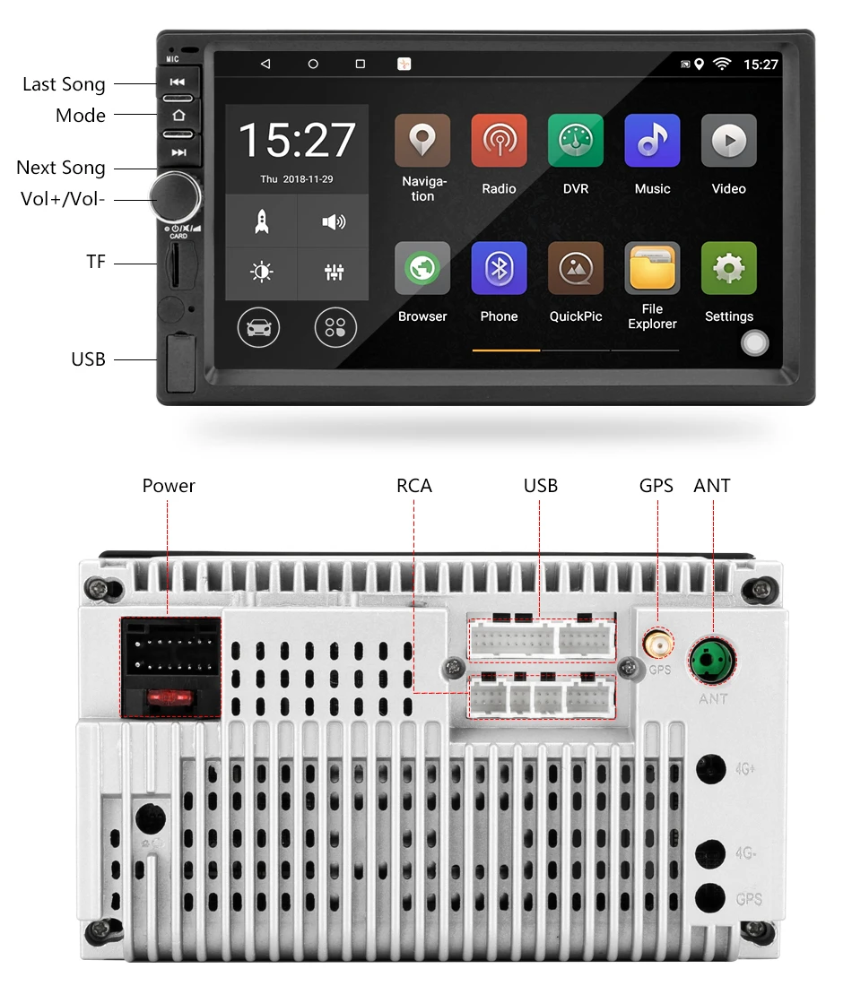 Top Jansite 7 inches  Two din Car Radio Android 8.1 Player DVD 1080P Touch screen Bluetooth WIFI Dual Ingot player with U Flash Disk 15