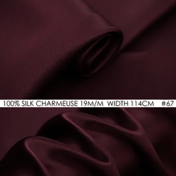 

CISULI 100% SILK CHARMEUSE SATIN 114cm width 19momme Pure Silk Fabric for Summer bodycon dress Tissu No.67 Reddish Purple