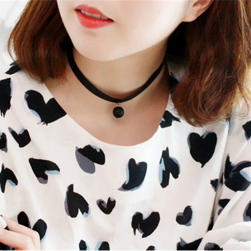 

Black White Pearl Pendant Korean necklace short women necklace jewelry 8ND93