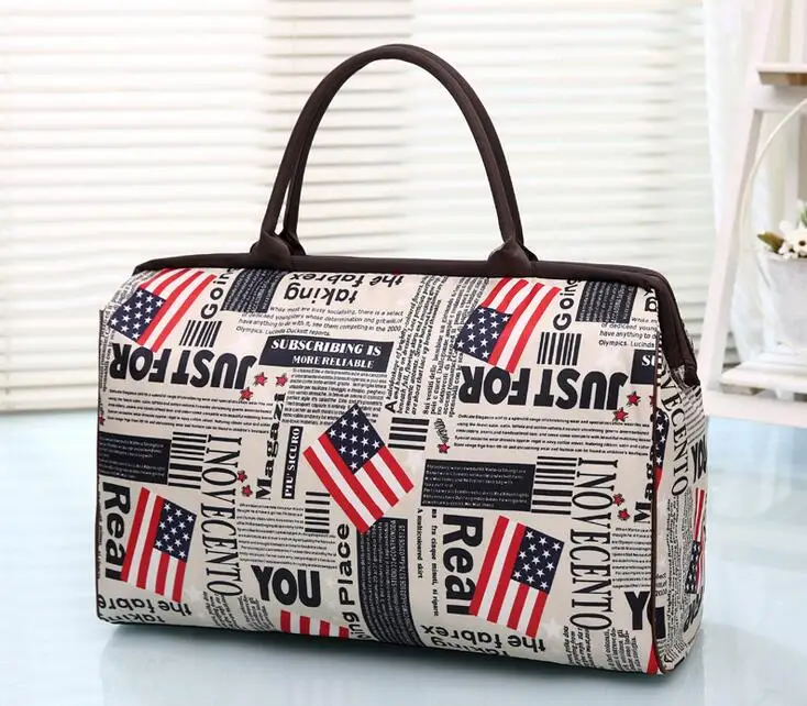 LJT новая холщовая Дорожная сумка большой вместимости для мужчин и женщин, ручная сумка для багажа, водонепроницаемая дорожная сумка для путешествий, сумка для вещания, винтажные сумки - Цвет: American Flag