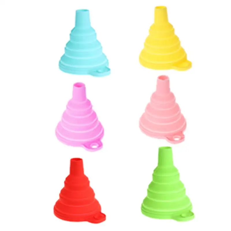 

6 Colors Foldable Collapsible Funnel Silicone Foldable Funnel for Liquid Powder Transfer Water Bottle Hopper Kitchen Funnel