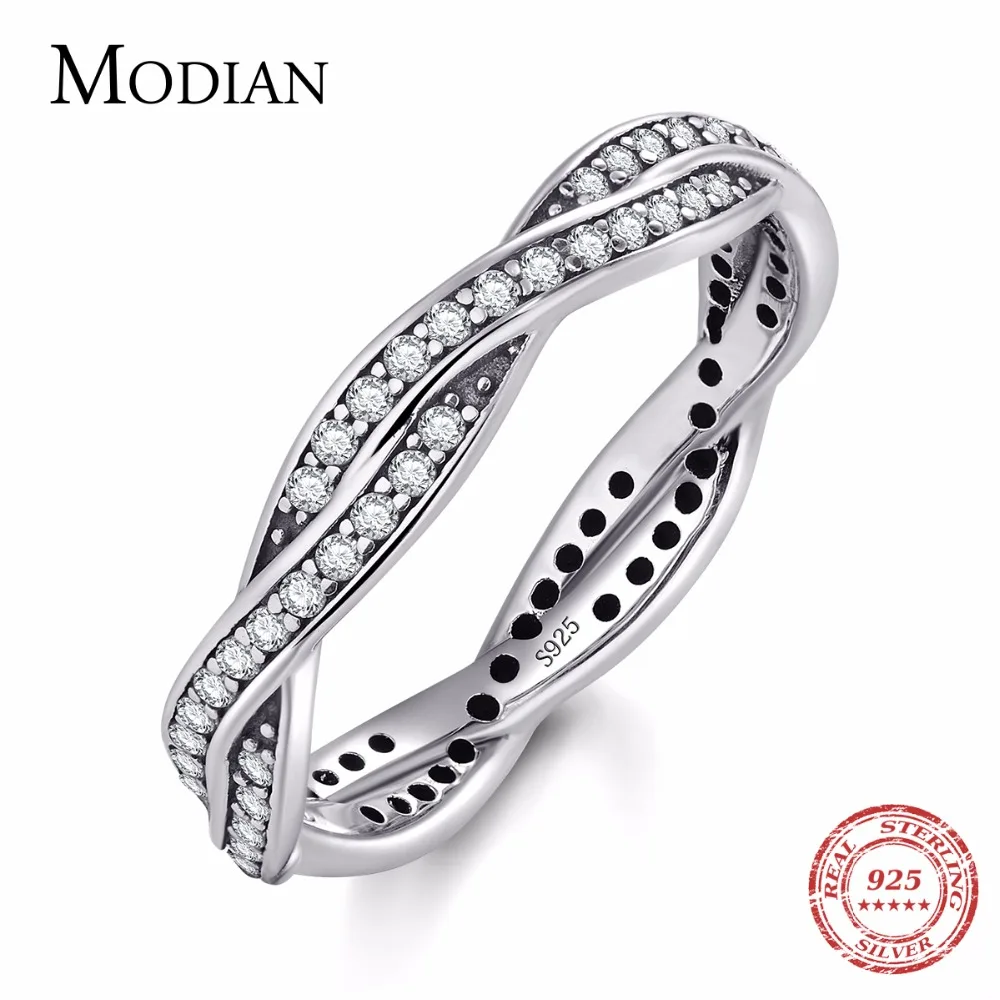 

Modian 2019 New 100% Real 925 Sterling silver Line Ring Zirconia Classic Stackable Luxury Rings Fashion jewelry For Women Gift