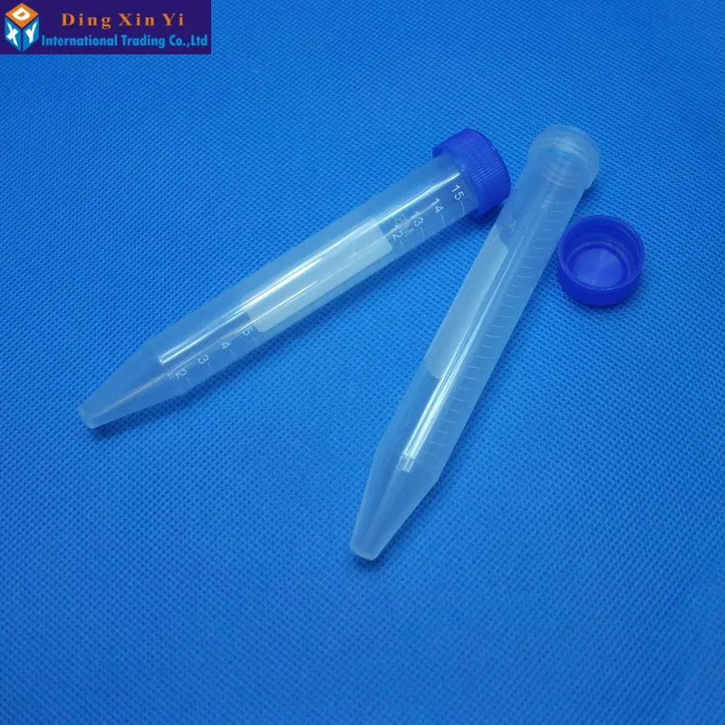 15ML 50PCS/LOT Plastic centrifuge tube PP Microcentrifuge Centrifuge Tubes with screw cap Plastic Test Sample Vials Clear