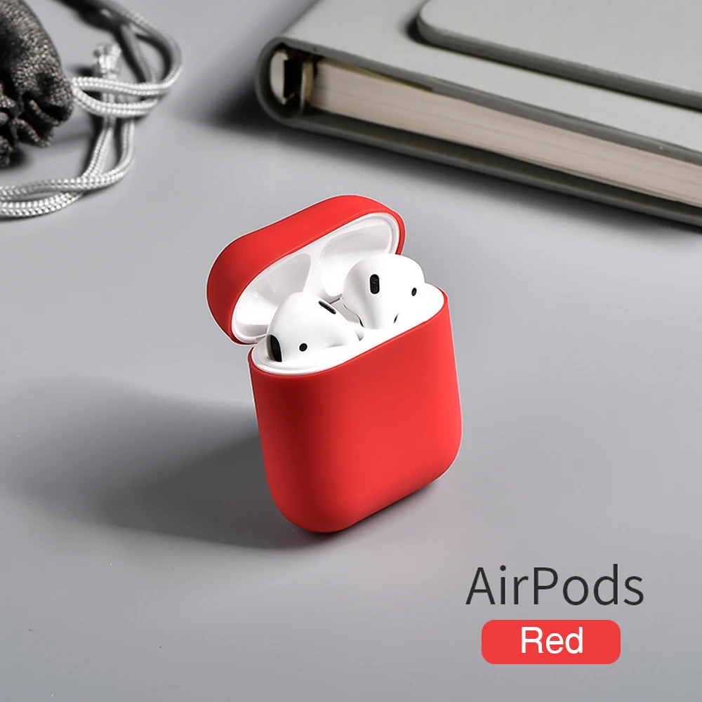 Для Apple Airpods чехол силиконовый Bluetooth беспроводной Чехол для гарнитуры наушников Защитный кожаный чехол для Air Pods водонепроницаемый чехол - Цвет: red