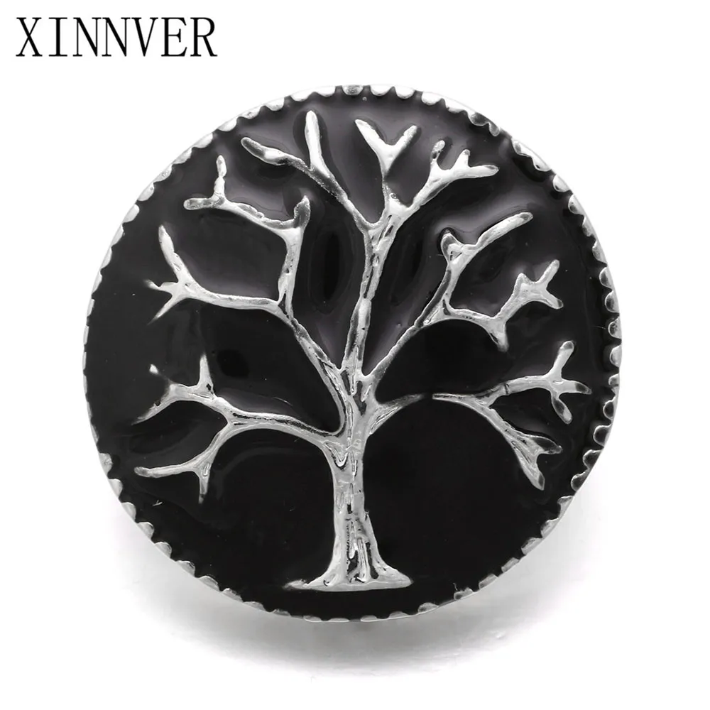 

10pcs/lot Xinnver Snaps Black Tree Of Life Metal Button Fit 18mm Snaps Button Bracelet For Women Jewelry DIY Accessories