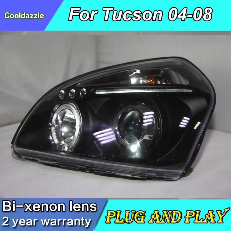 2004 2005 2006 2007 2008 год для Hyundai Tucson светодиодный ные фары головного света с дневными