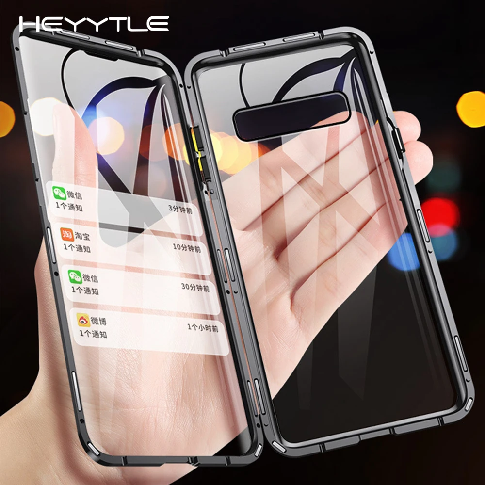

Heyytle Double Sided Glass Magnet Case For Samsung Galaxy S8 S9 Plus S10E Metal Magnetic Case For Samsung Note 8 9 360 Full Case