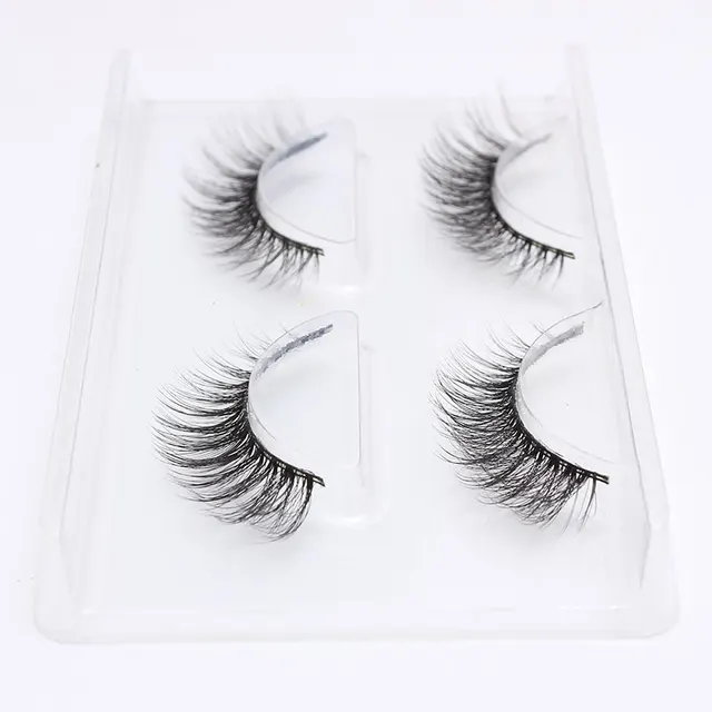 LEHUAMAO 2 Pairs 3D Mink Lashes Natural Long False Eyelashes Dramatic Volume Fake Lashes Makeup Eyelash Extension Silk Eyelashes 763