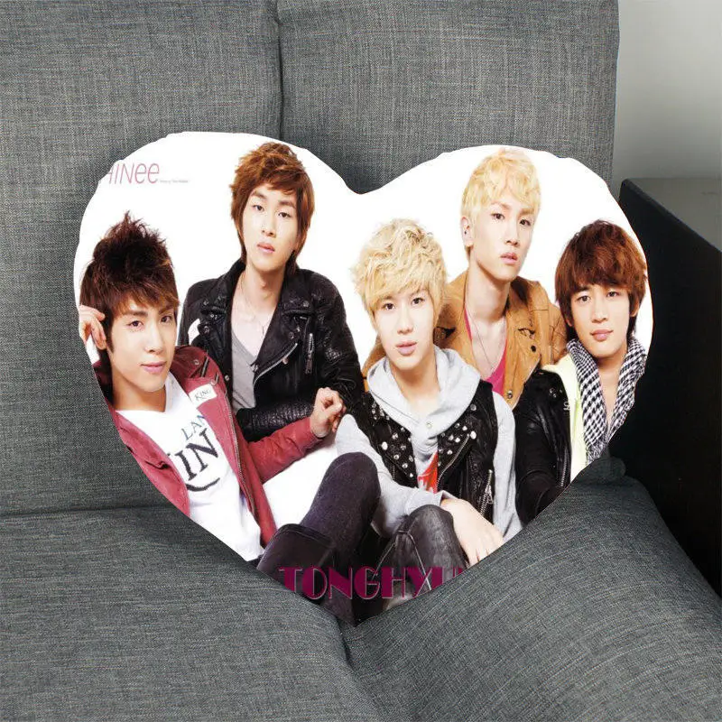 

HOT Kpop Pillow Cases Custom SHINee Zipper Pillowcase Cover Detective Heart Shape Pillow Cover Bedroom Wedding Decorate