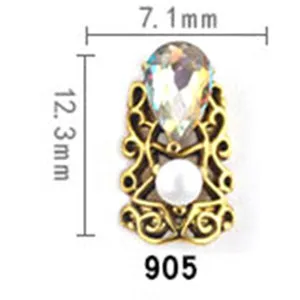 3D Nail Art Sparkly Big Rhinestone Jewel Diamond Design 10pcs Alloy Metal Crystal Stickers Glass Gem Stones Manicure Studs Tips - Цвет: 10pcs 905