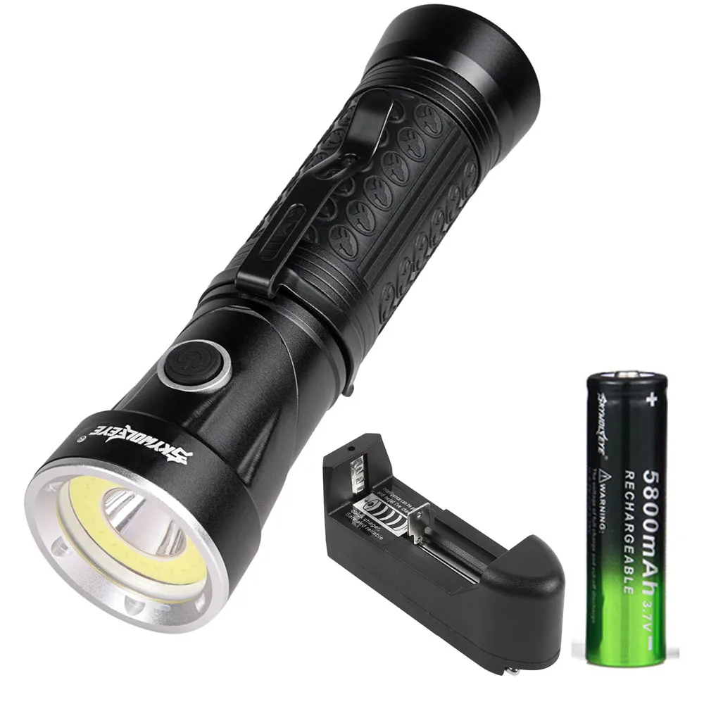 

COB Working Light T6 LED Flashlight White Red Camping Lamp 6000 Lumens Flash Light 90 Degree Fold Torch With 18650 Battery