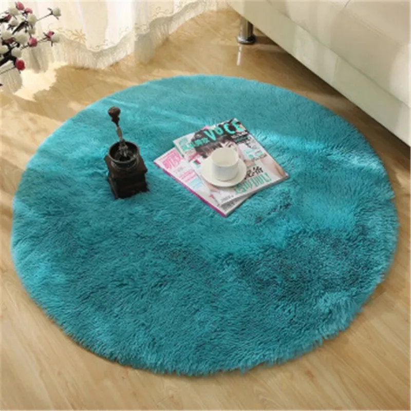 cheap Round carpet solid color simple silk floor mat bedroom study rug chair hanging basket computer swivel chair ottoman blanket