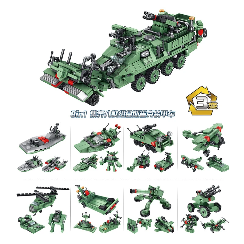 

WW2 Military Stryker Armored Vehicles Building Blocks Set Armored Vehicles Diy Bricks Toys For Children Compatible With Legoings