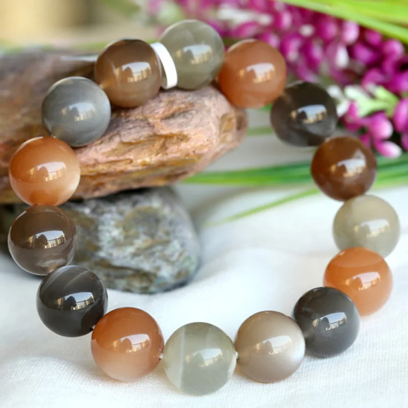 

Free shipping Genuine Rainbow Flash Sunstone Finish Stretch Bracelet Round Beads 10mm Fit Jewelry DIY Wholesale discount