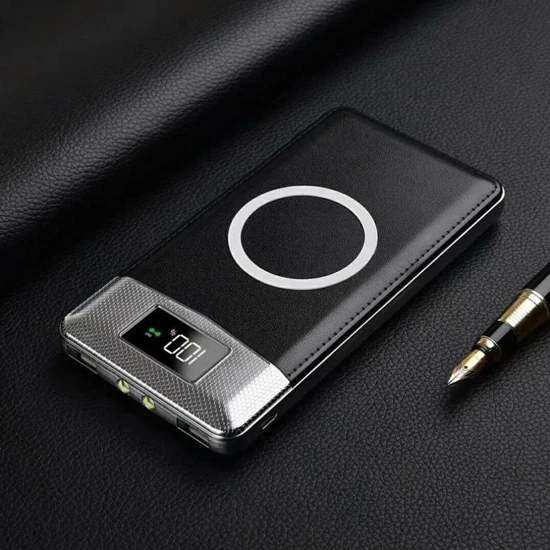 Беспроводное зарядное устройство power Bank 20000 мАч портативный двойной USB с цифровым дисплеем внешний аккумулятор power bank для iphone X - Цвет: Black