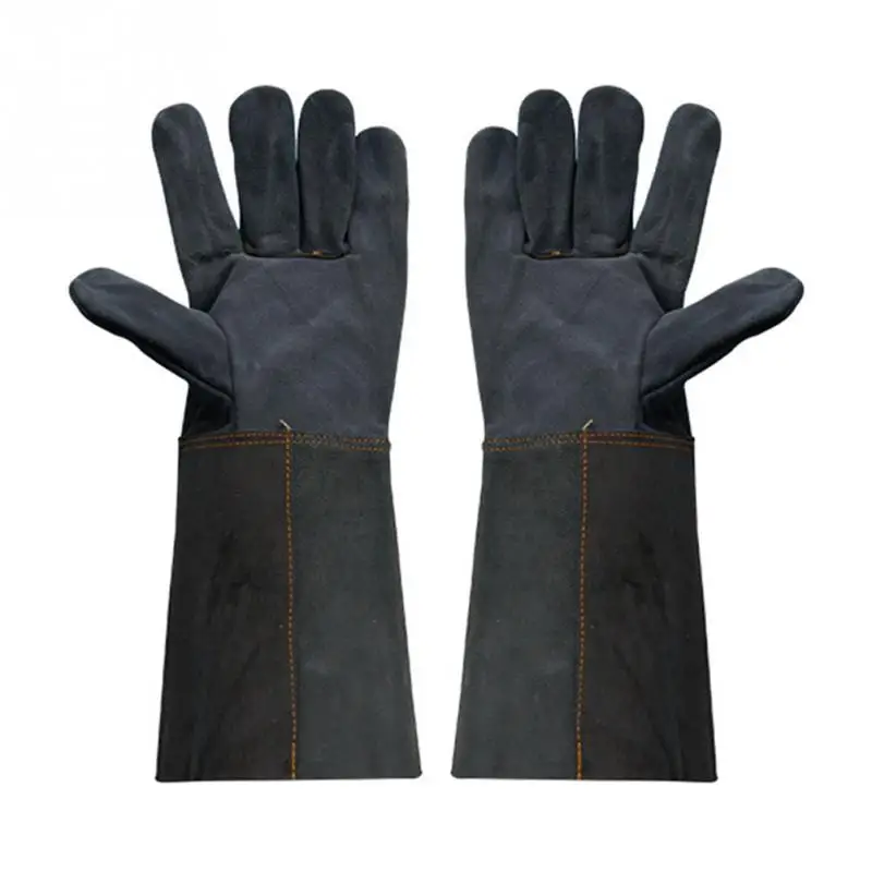 

1 Pair Gloves Heavy Duty Welding Leather Cowhide Protect Welder Hands Anti-scald Splash Proof Long Sleeve Workplace Safety #0314