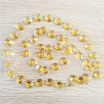 

10m/Lot 14mm Glass Octagon Beads Topaz Color Crystal Glass Garland Strand Wedding & Christmas Party Event Decoration