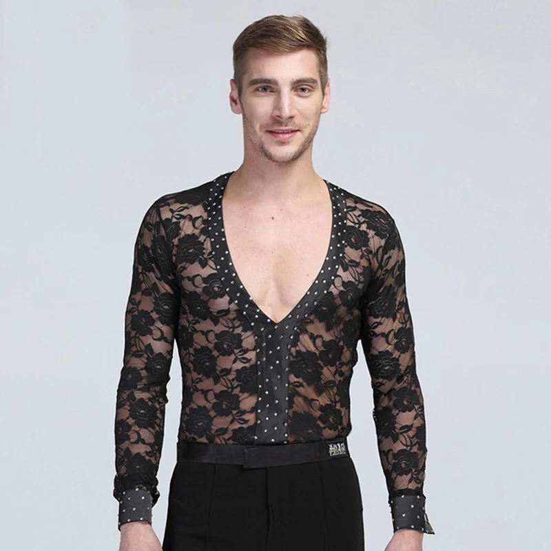 

2018 Competition Tops Latin Dance Top Sexy Male Shirts Dress For Flamenco Sexy Ballroom Dresses Vestido De Danza Rumba Samba