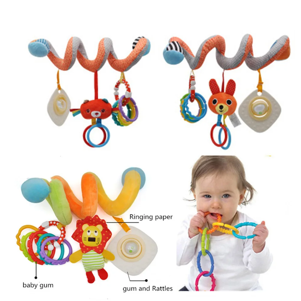 Развивающие мягкие детские игрушки в виде животных для детской коляски музыкальная кровать колокольчик мобильный детские погремушки для коляски игрушки детские игрушки 0-12 месяцев