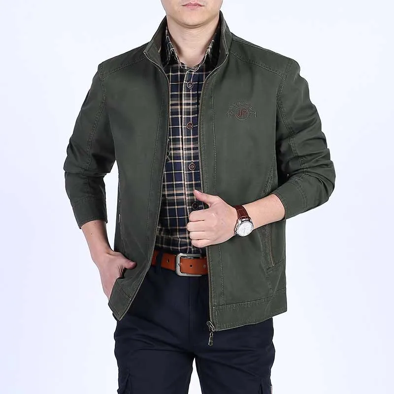 New Fashion Mens Military Jackets 4XL 5XL Stand Collar Bomber Jacket Cotton Casual Loose Coat Male Clothing OUTWEAR