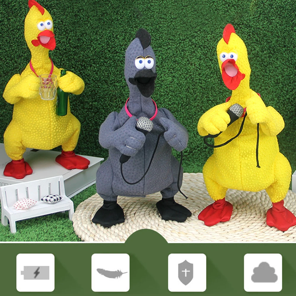 

Electric Chicken Screaming Cock Drinking Beer Karaoke Duck Weird Singing Dancing Prank Funny Grotesque Plush Toys
