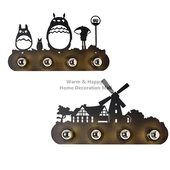 

Mirror Front Wall Lamps Vintage Iron Black Creative Wall Light Children's Cartoon Nordic Sconces for Living Room Bedroom Bedside