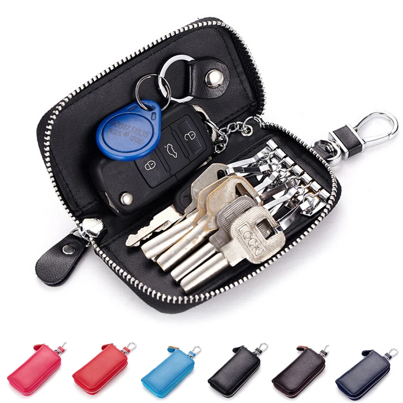  New arrival Genuine leather Men key holder organizer multifunctional women key case wallet ladies Housekeeper 