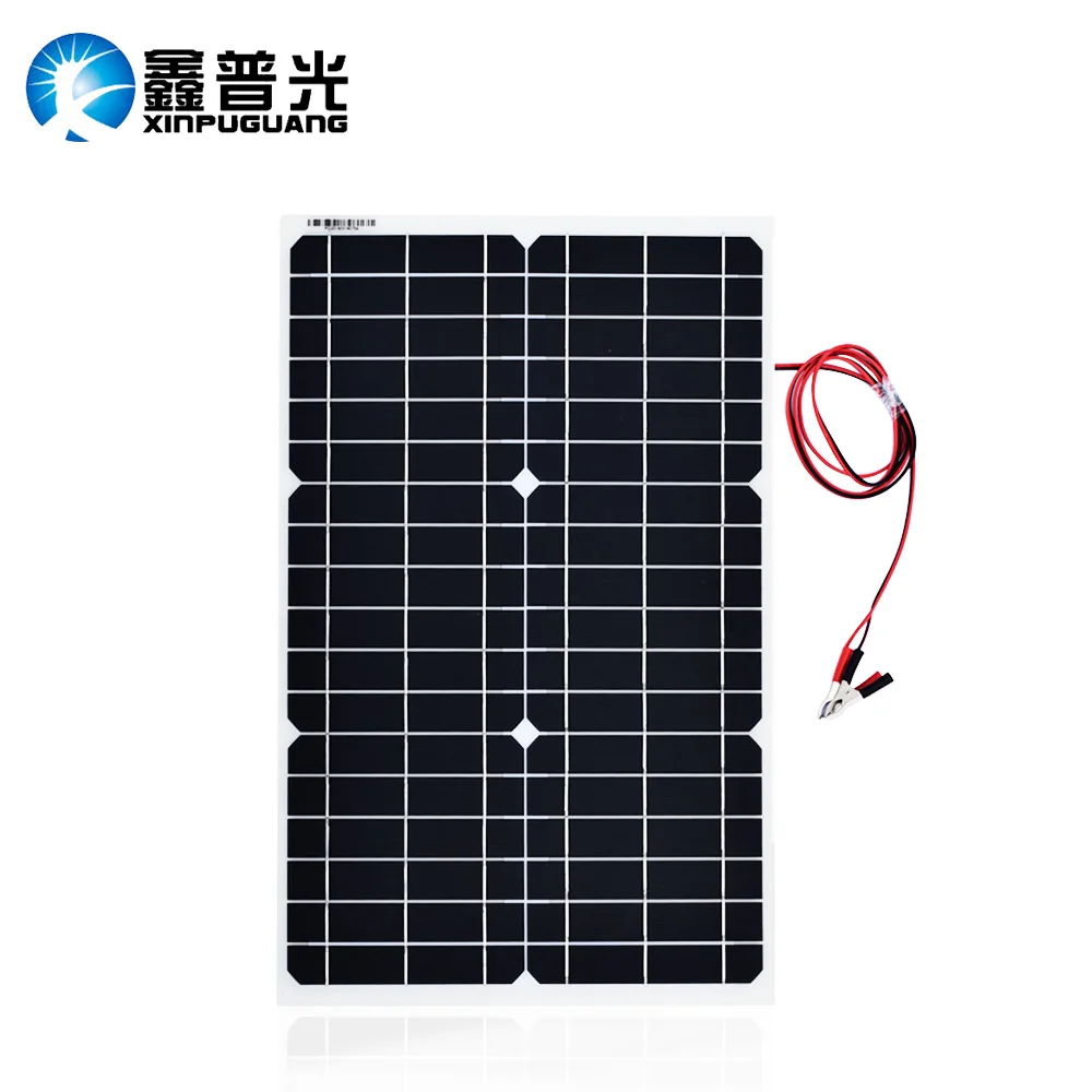 Módulo de Luz com Clipe Marinha ao ar Xinpuguang Flexível Painel Solar Jacaré Cabos Celular Faça Você Mesmo Carro rv Livre Levou Campismo 30w 18v