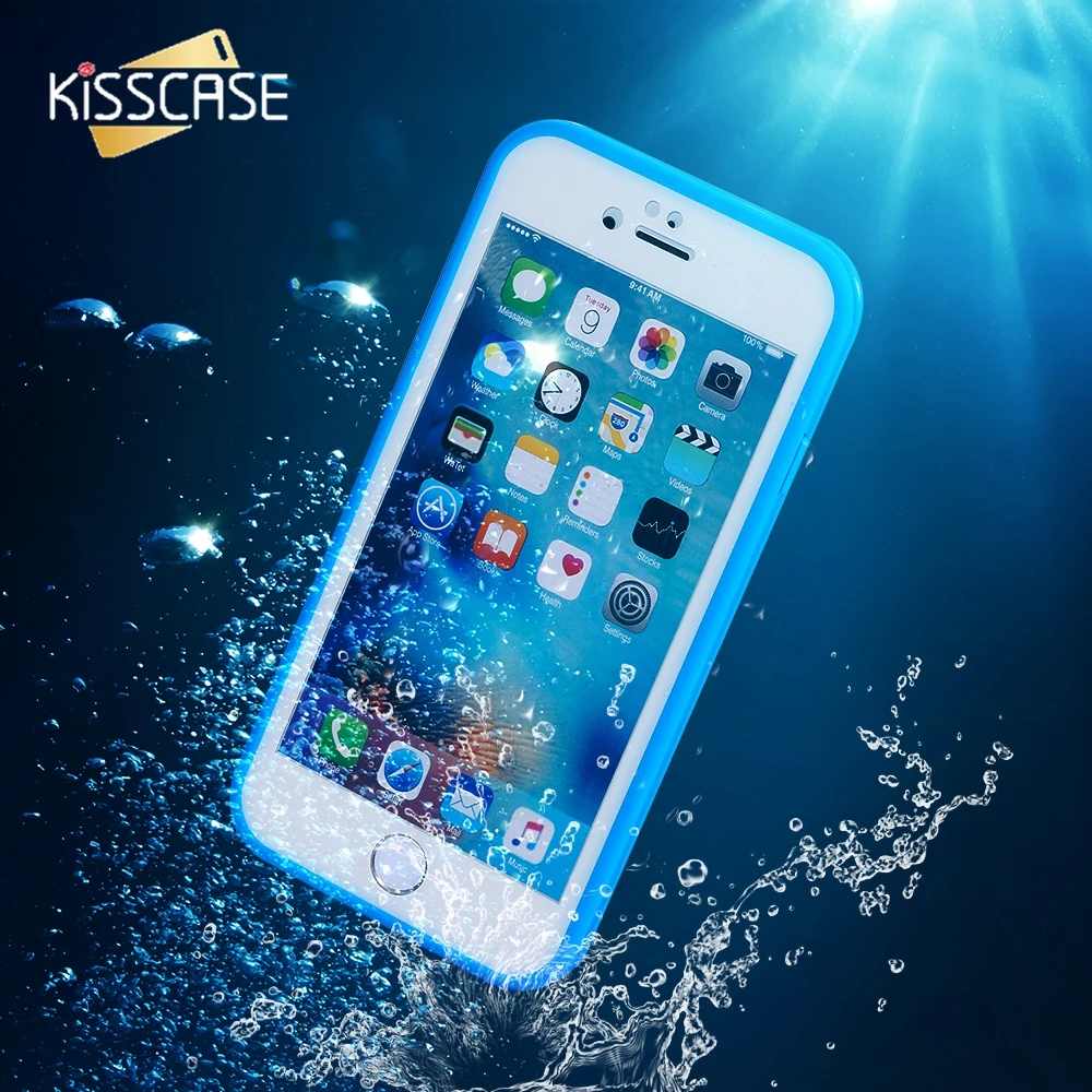 KISSCASE Ultra Thin Waterproof Case For iPhone 5s 8 7 X Transparent Soft TPU Diving Swimming for 6 6s Plus |