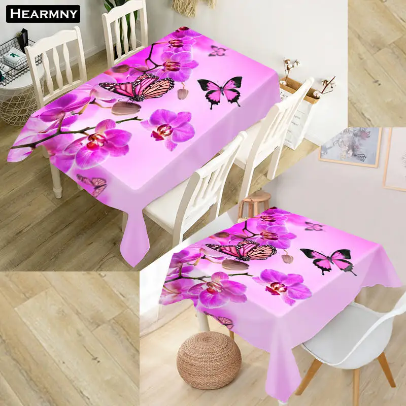 

Custom Butterfly Flowers Tablecloth Kitchen Dining Table Decorations Home Rectangular Party Table Covers Office Plain More Size